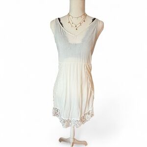 Free People Cream Lace Detail Top